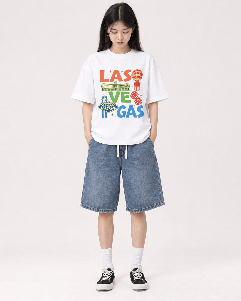 Mockup Boxy Heavyweight Tee White female full-body 01
