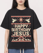 Mockup Boxy Heavyweight Tee Black female close-up 01