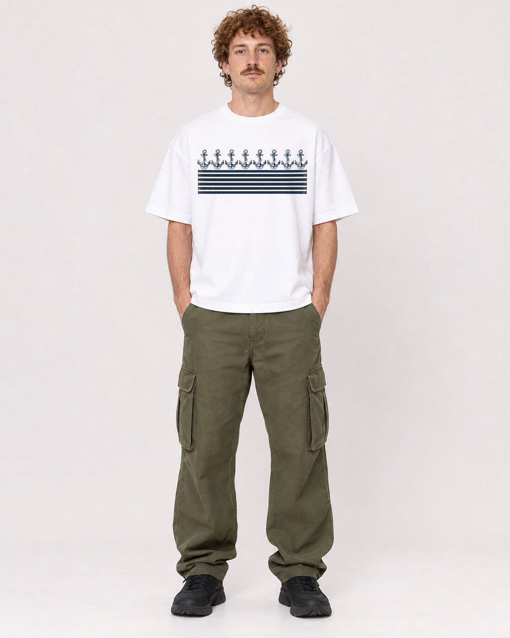 Mockup Boxy Heavyweight Tee White male full-body 09