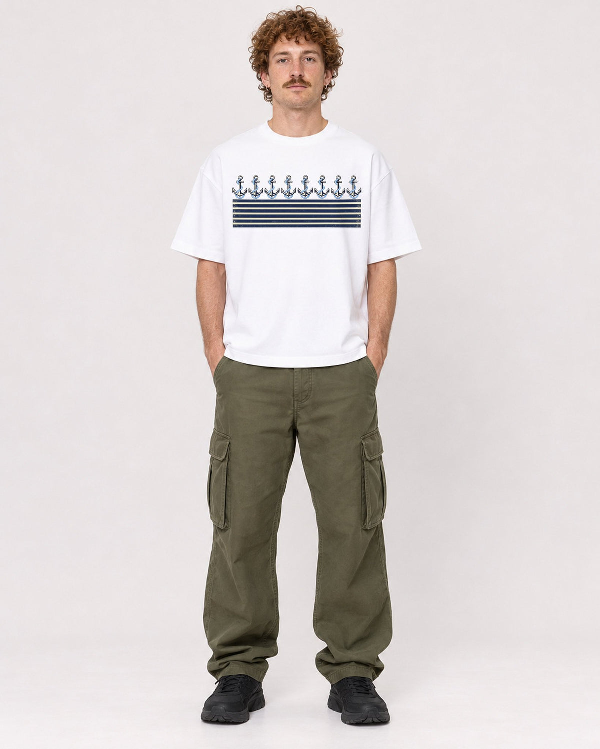 Mockup Boxy Heavyweight Tee White male full-body 09
