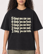Mockup Boxy Heavyweight Tee Black female close-up 10
