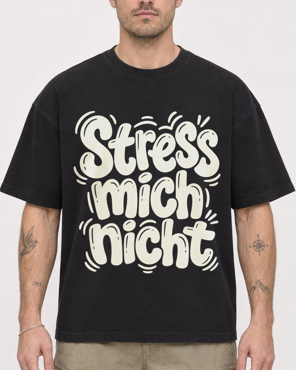 Mockup Boxy Heavyweight Tee Black male close-up 48