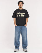 Mockup Boxy Heavyweight Tee Black male full-body 02