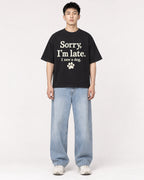 Mockup Boxy Heavyweight Tee Black male full-body 21