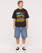 Mockup Boxy Heavyweight Tee Black male full-body 19