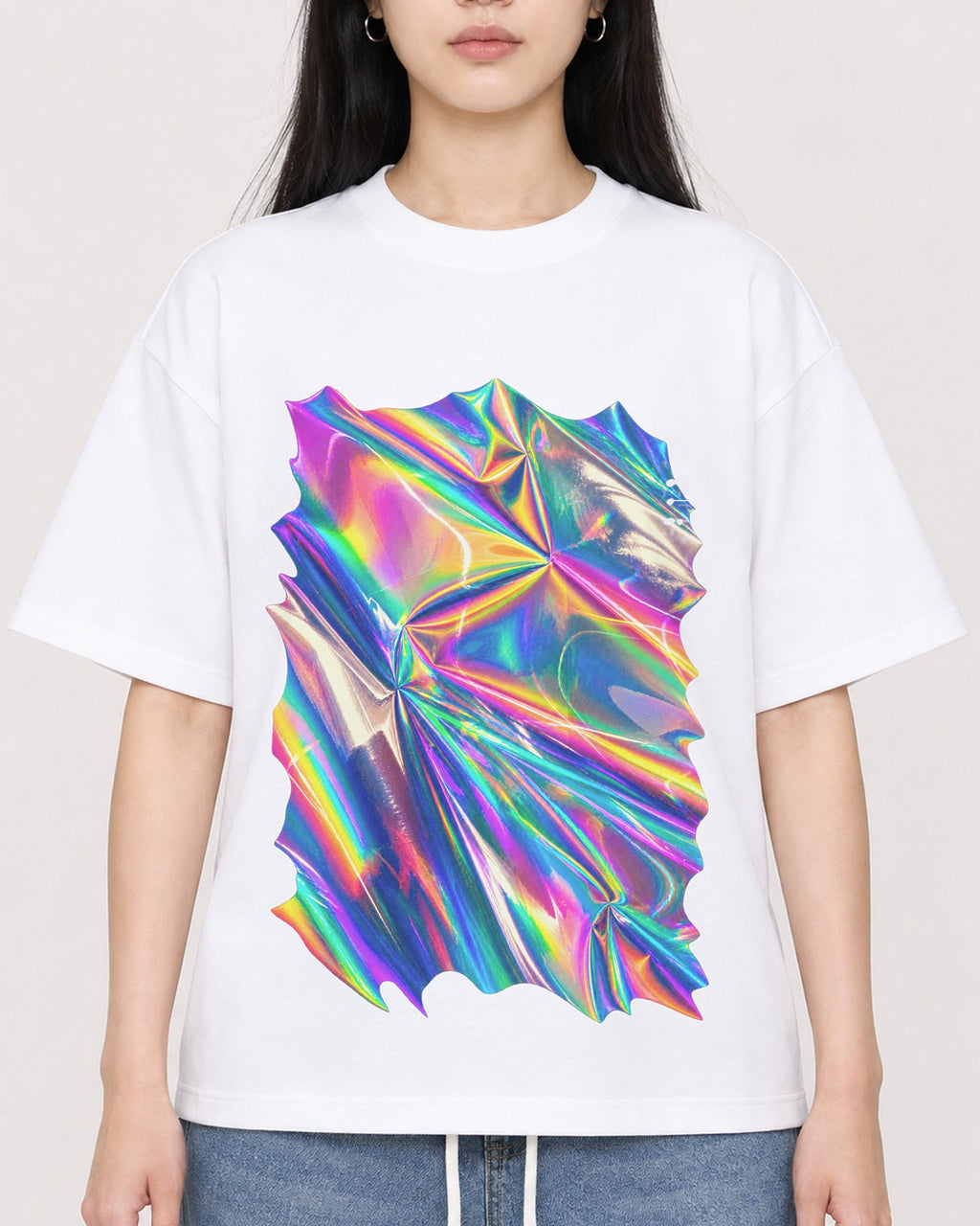 Mockup Boxy Heavyweight Tee White female close-up 01