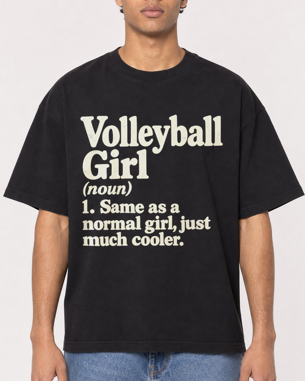Mockup Boxy Heavyweight Tee Black male close-up 10