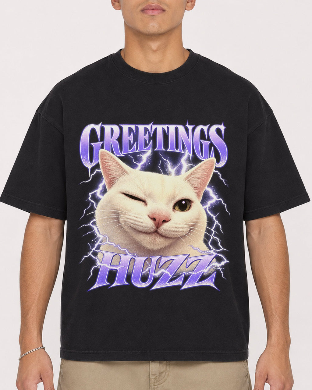Mockup Boxy Heavyweight Tee Black male close-up 16