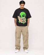 Mockup Boxy Heavyweight Tee Black male full-body 36