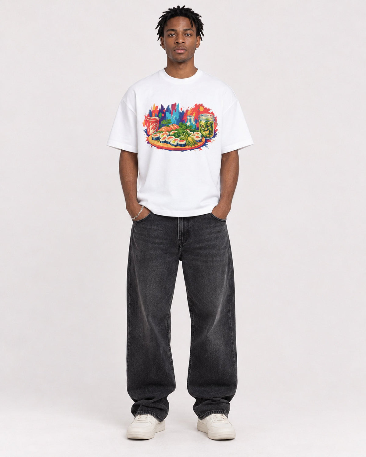 Mockup Boxy Heavyweight Tee White male full-body 05