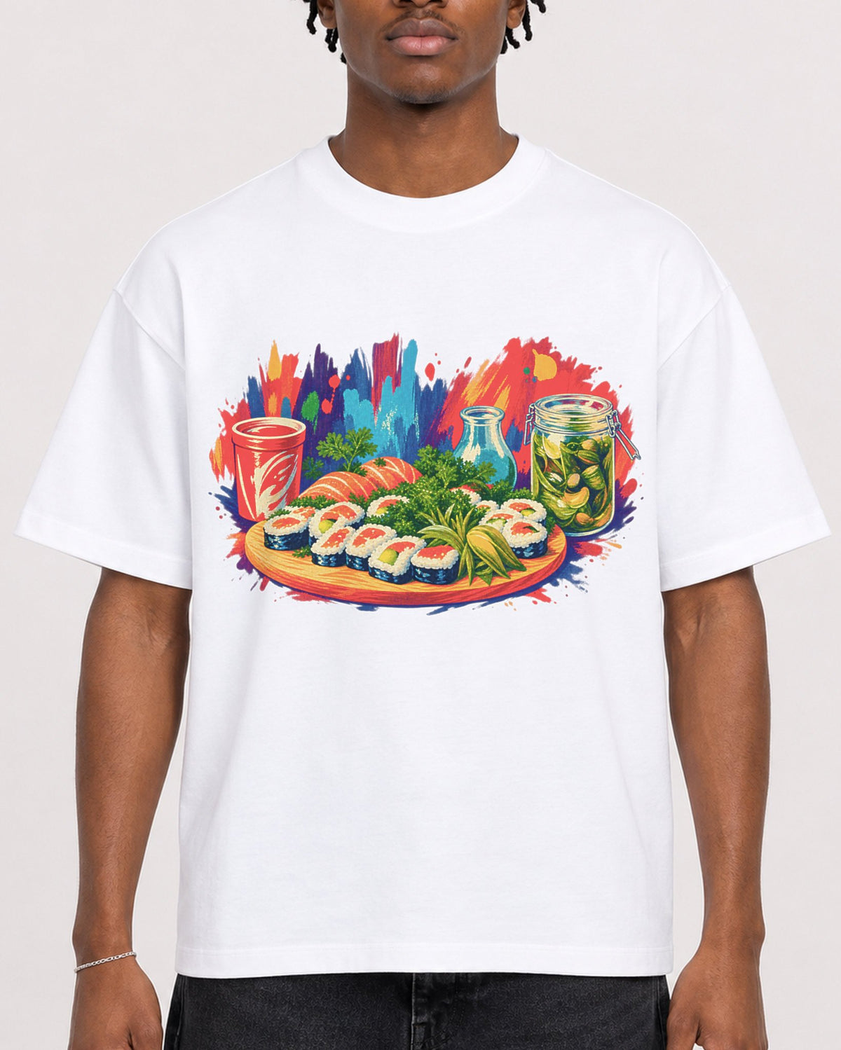 Mockup Boxy Heavyweight Tee White male close-up 05
