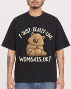 Mockup Boxy Heavyweight Tee Black male close-up 42
