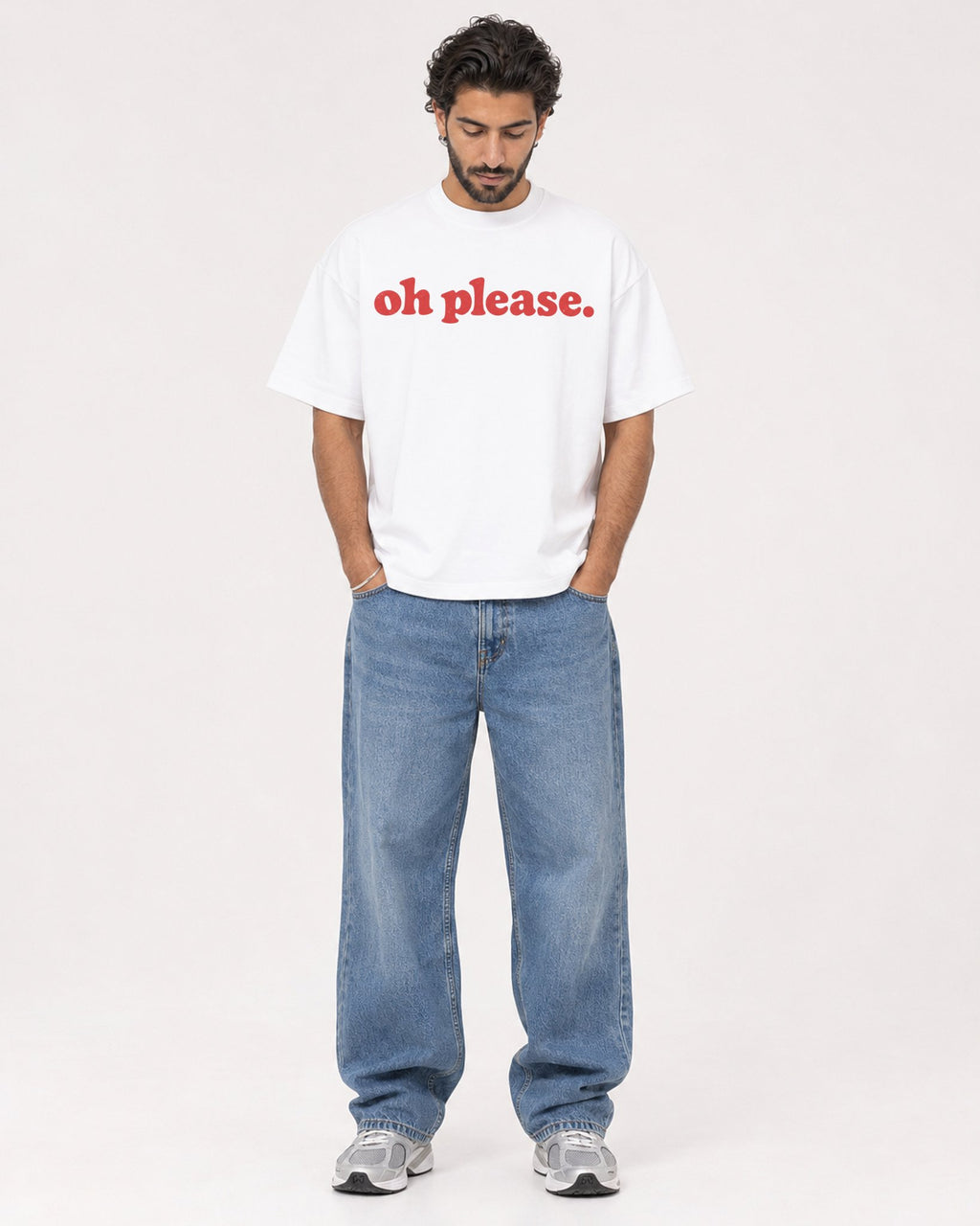 Mockup Boxy Heavyweight Tee White male full-body 47