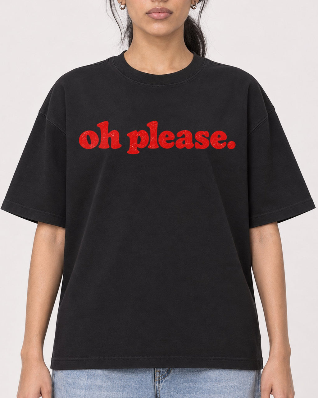 Mockup Boxy Heavyweight Tee Black female close-up 47