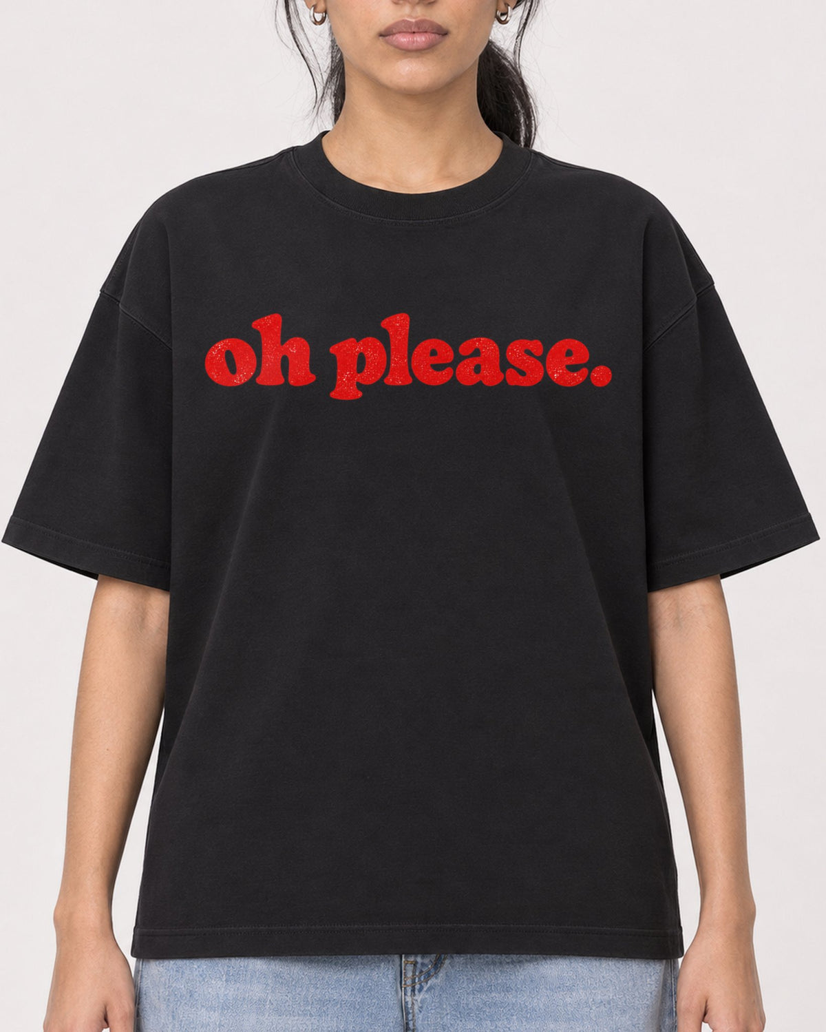 Mockup Boxy Heavyweight Tee Black female close-up 47