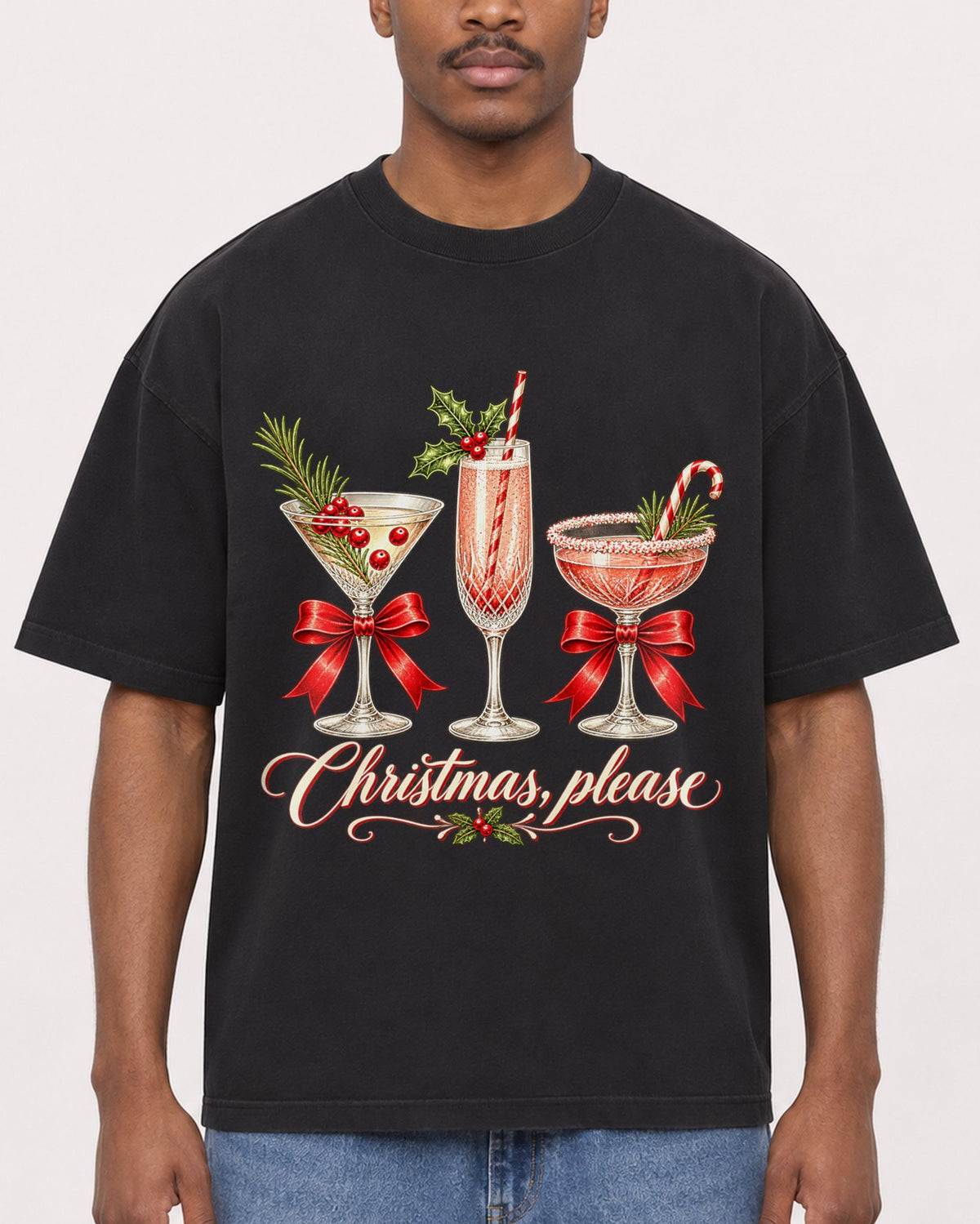 Mockup Boxy Heavyweight Tee Black male close-up 14