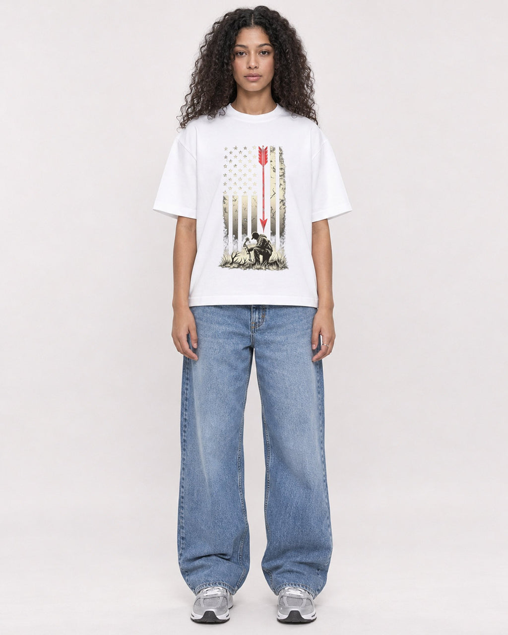 Mockup Boxy Heavyweight Tee White female full-body 10