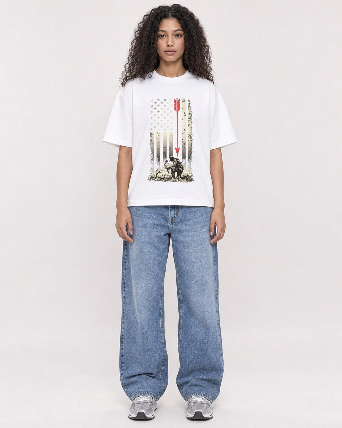Mockup Boxy Heavyweight Tee White female full-body 10
