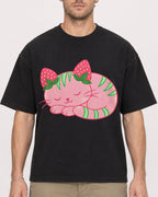 Mockup Boxy Heavyweight Tee Black male close-up 08