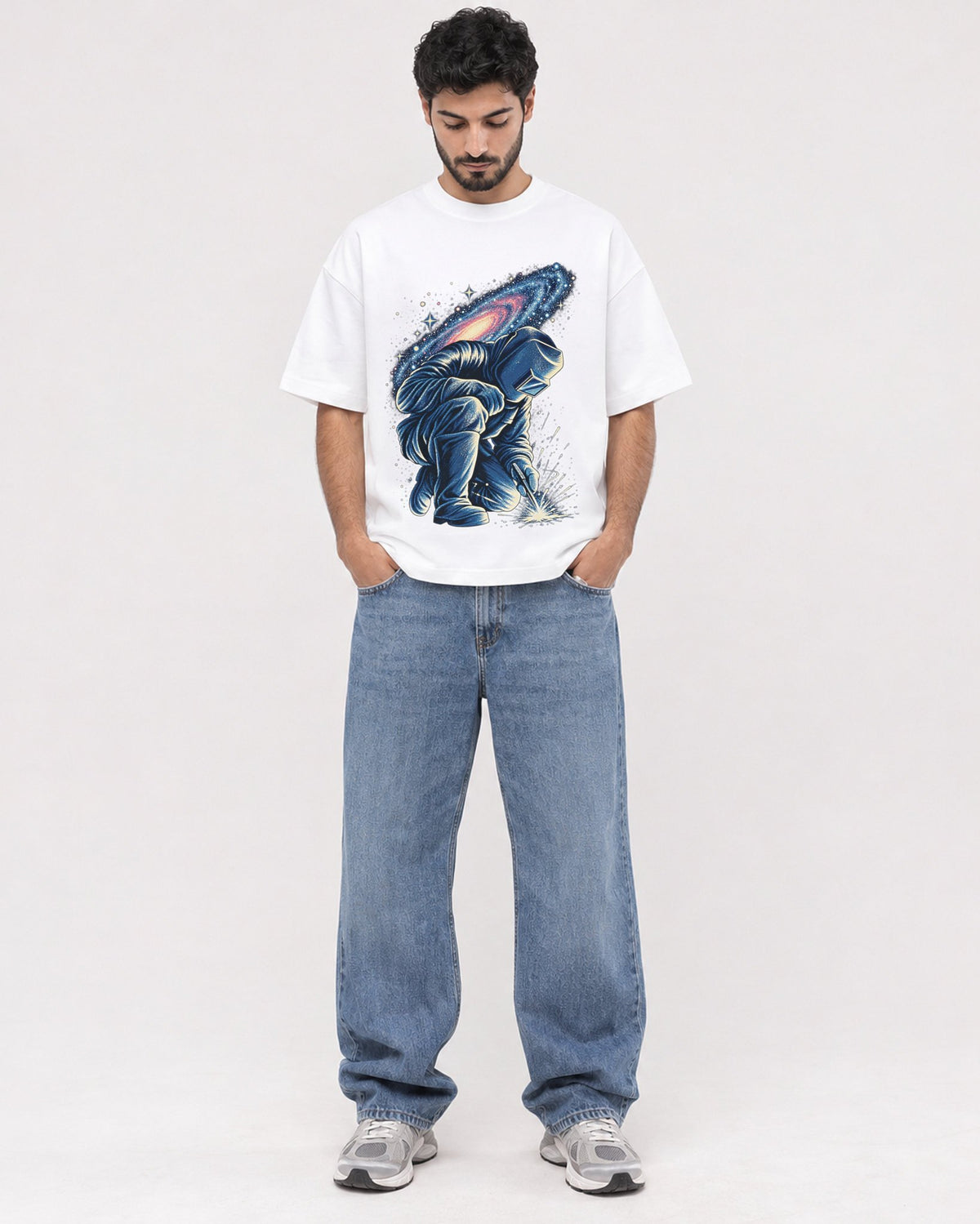 Mockup Boxy Heavyweight Tee White male full-body 07