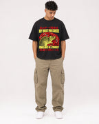 Mockup Boxy Heavyweight Tee Black male full-body 16