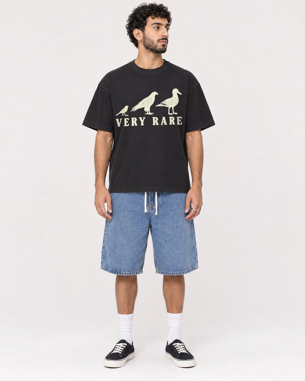 Mockup Boxy Heavyweight Tee Black male full-body 27