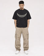 Mockup Boxy Heavyweight Tee Black male full-body 12