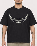 Mockup Boxy Heavyweight Tee Black male close-up 12