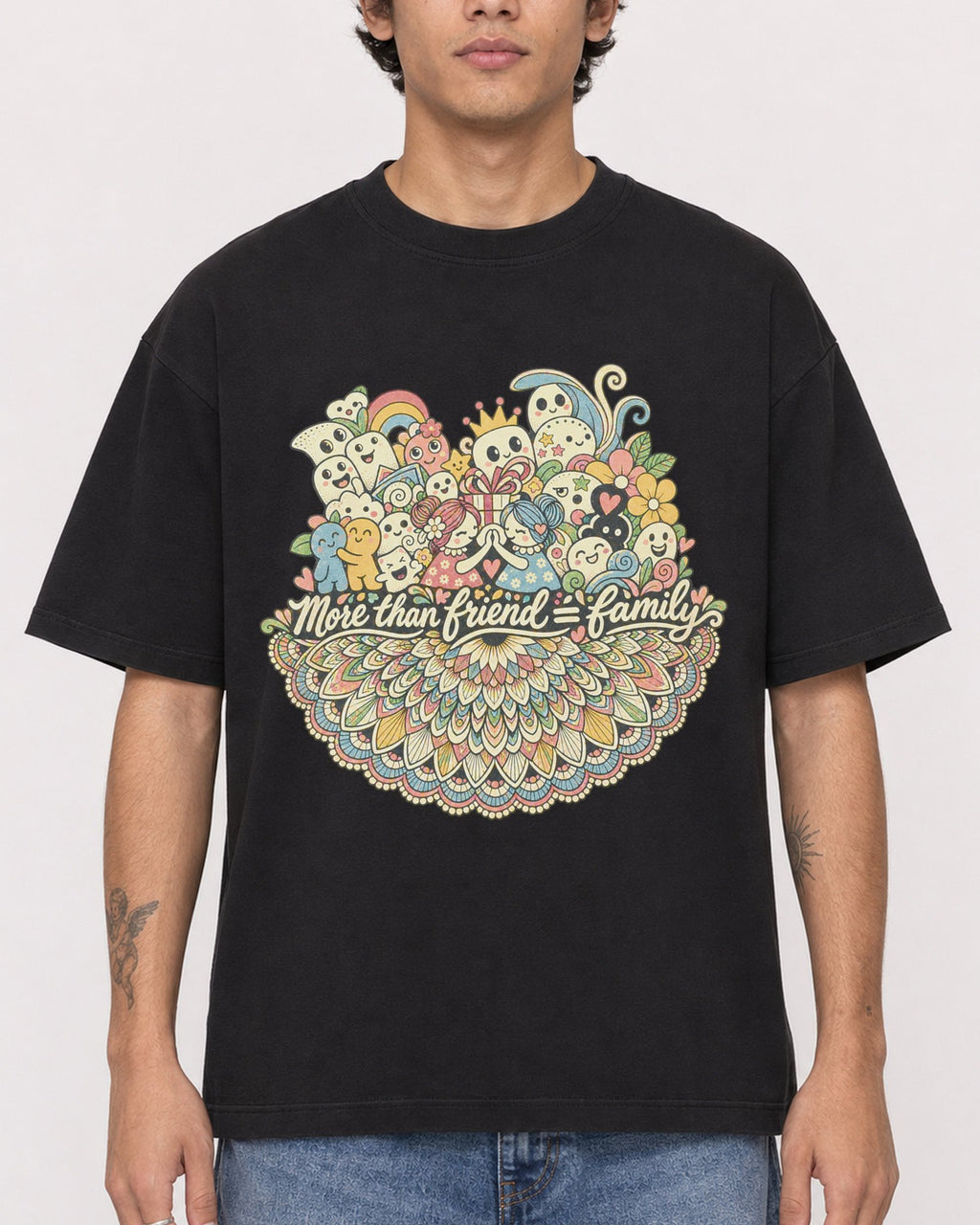 Mockup Boxy Heavyweight Tee Black male close-up 06