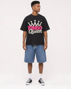 Mockup Boxy Heavyweight Tee Black male full-body 15