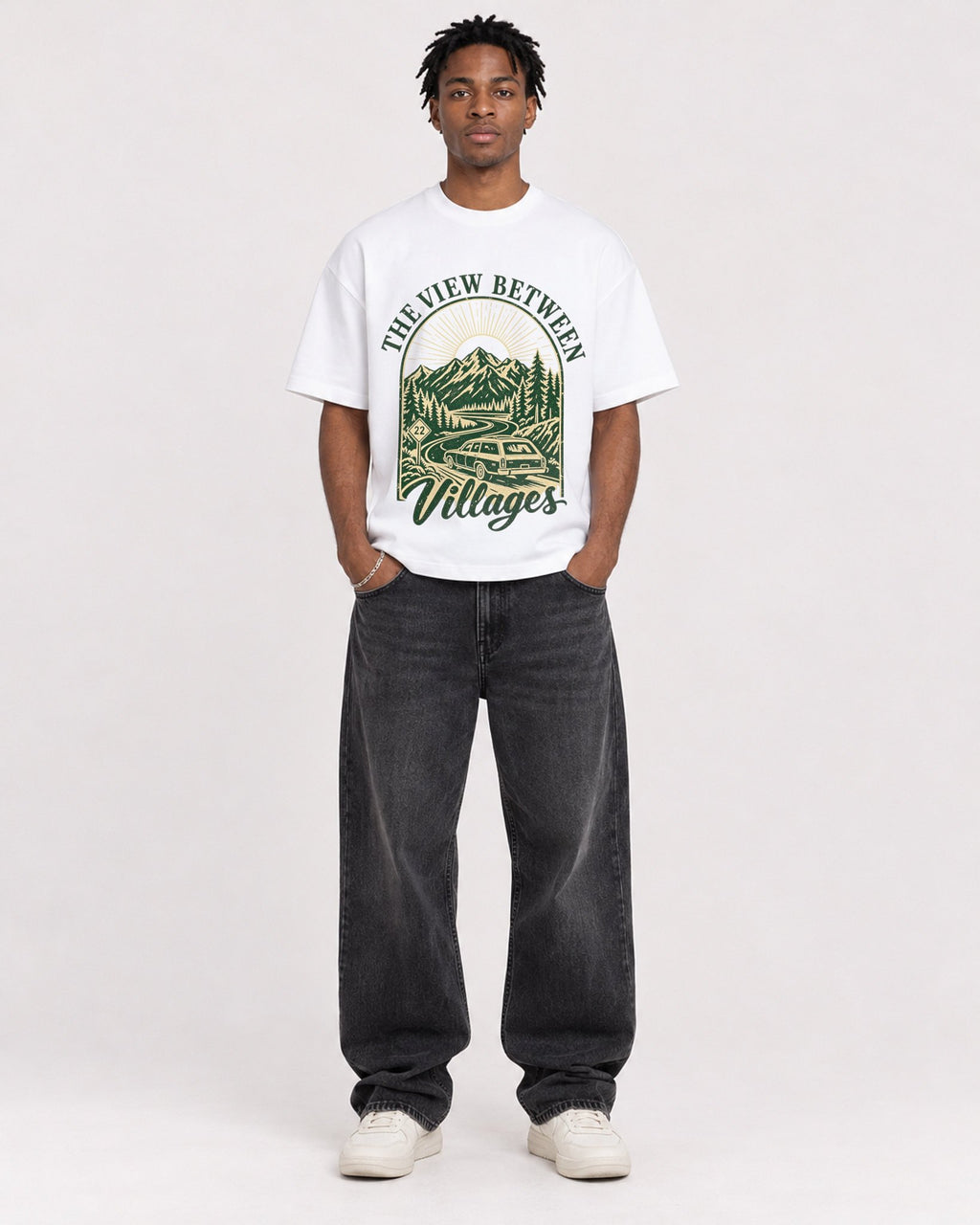 Mockup Boxy Heavyweight Tee White male full-body 05