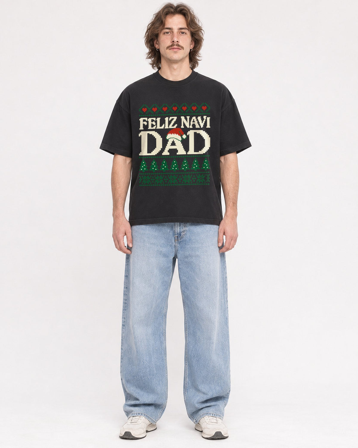 Mockup Boxy Heavyweight Tee Black male full-body 49
