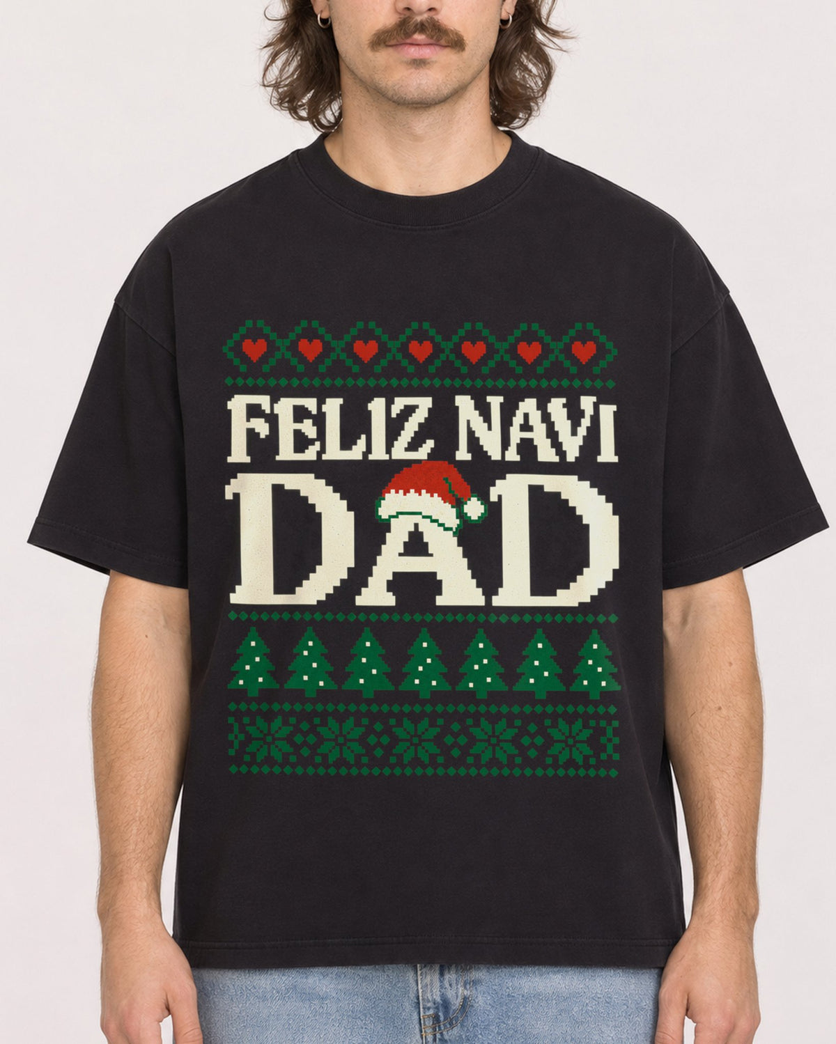 Mockup Boxy Heavyweight Tee Black male close-up 49