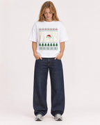 Mockup Boxy Heavyweight Tee White female full-body 49