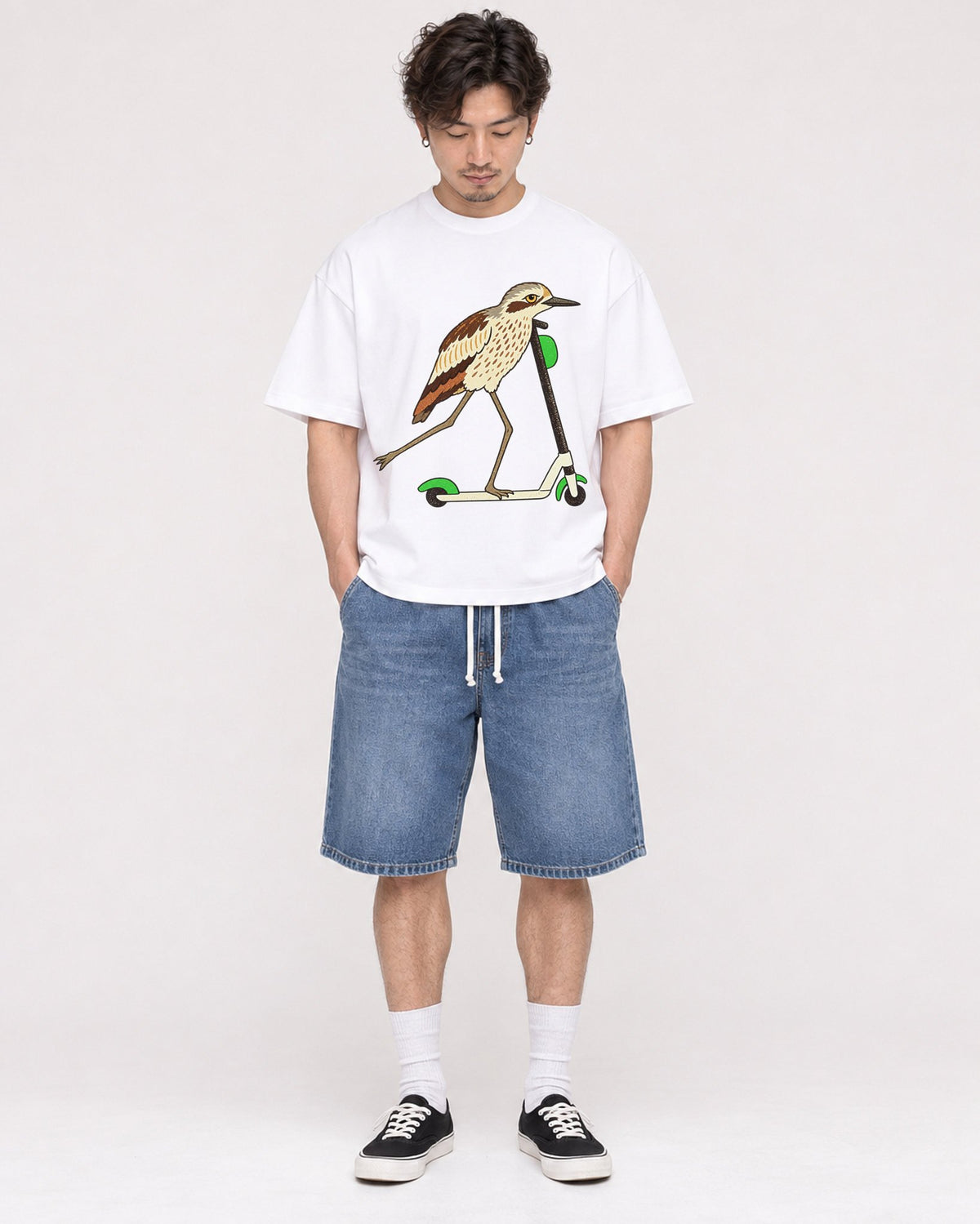 Mockup Boxy Heavyweight Tee White male full-body 03