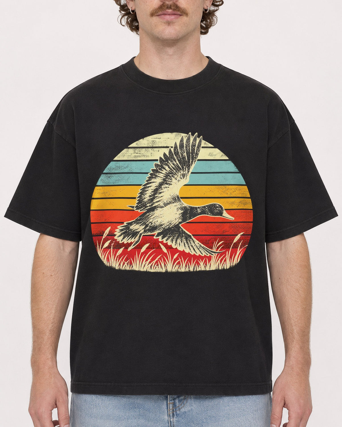Mockup Boxy Heavyweight Tee Black male close-up 09