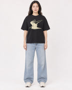 Mockup Boxy Heavyweight Tee Black female full-body 03
