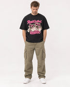Mockup Boxy Heavyweight Tee Black male full-body 08
