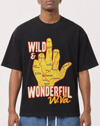 Mockup Boxy Heavyweight Tee Black male close-up 15