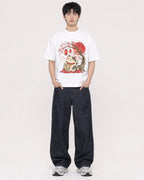 Mockup Boxy Heavyweight Tee White male full-body 01