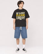 Mockup Boxy Heavyweight Tee Black male full-body 03
