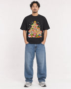 Mockup Boxy Heavyweight Tee Black male full-body 02