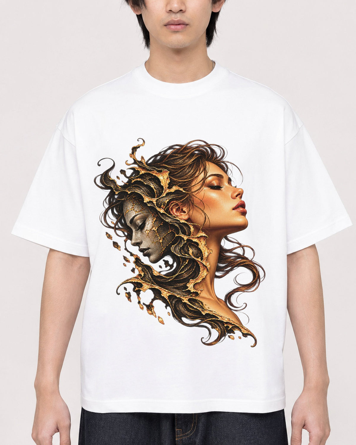 Mockup Boxy Heavyweight Tee White male close-up 11