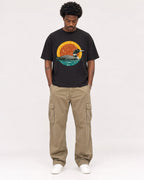 Mockup Boxy Heavyweight Tee Black male full-body 24