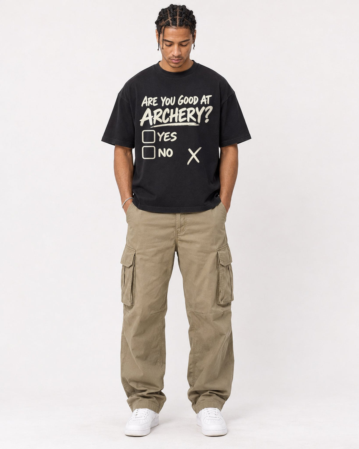 Mockup Boxy Heavyweight Tee Black male full-body 40