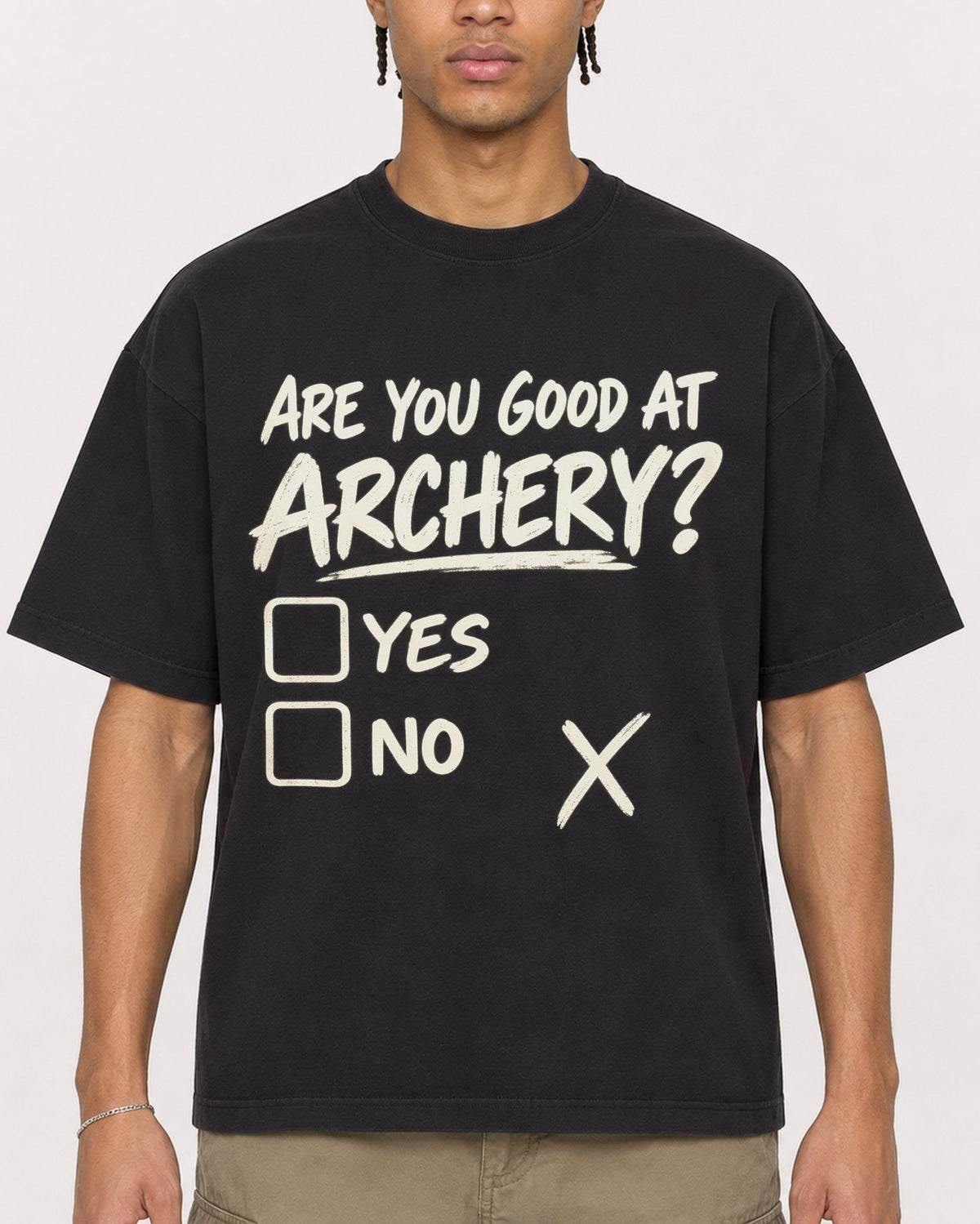 Mockup Boxy Heavyweight Tee Black male close-up 40