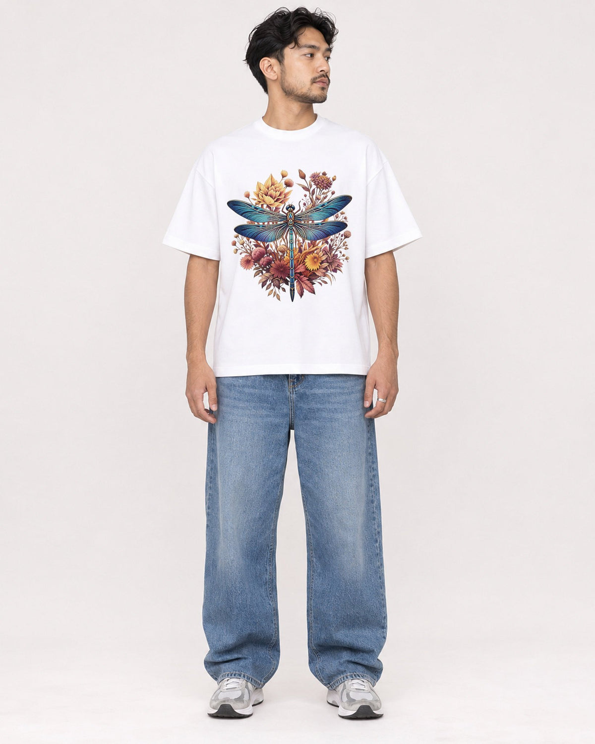 Mockup Boxy Heavyweight Tee White male full-body 02