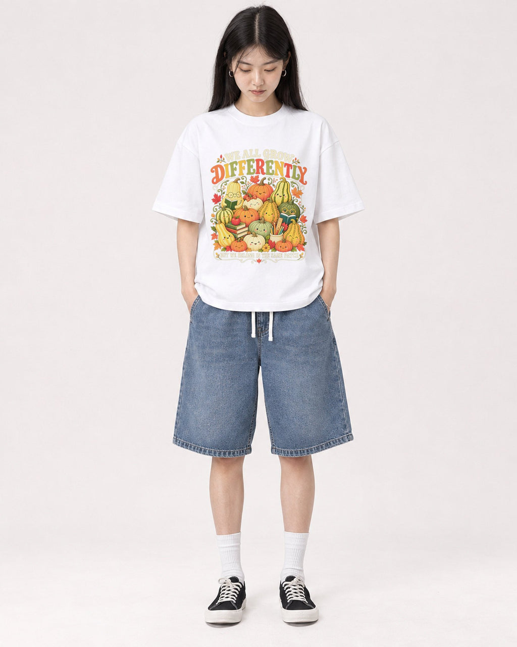 Mockup Boxy Heavyweight Tee White female full-body 01