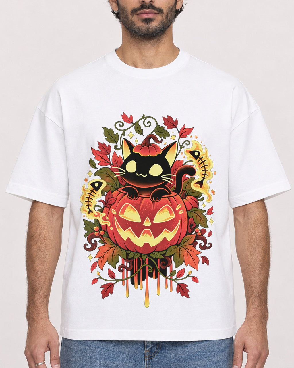 Mockup Boxy Heavyweight Tee White male close-up 47