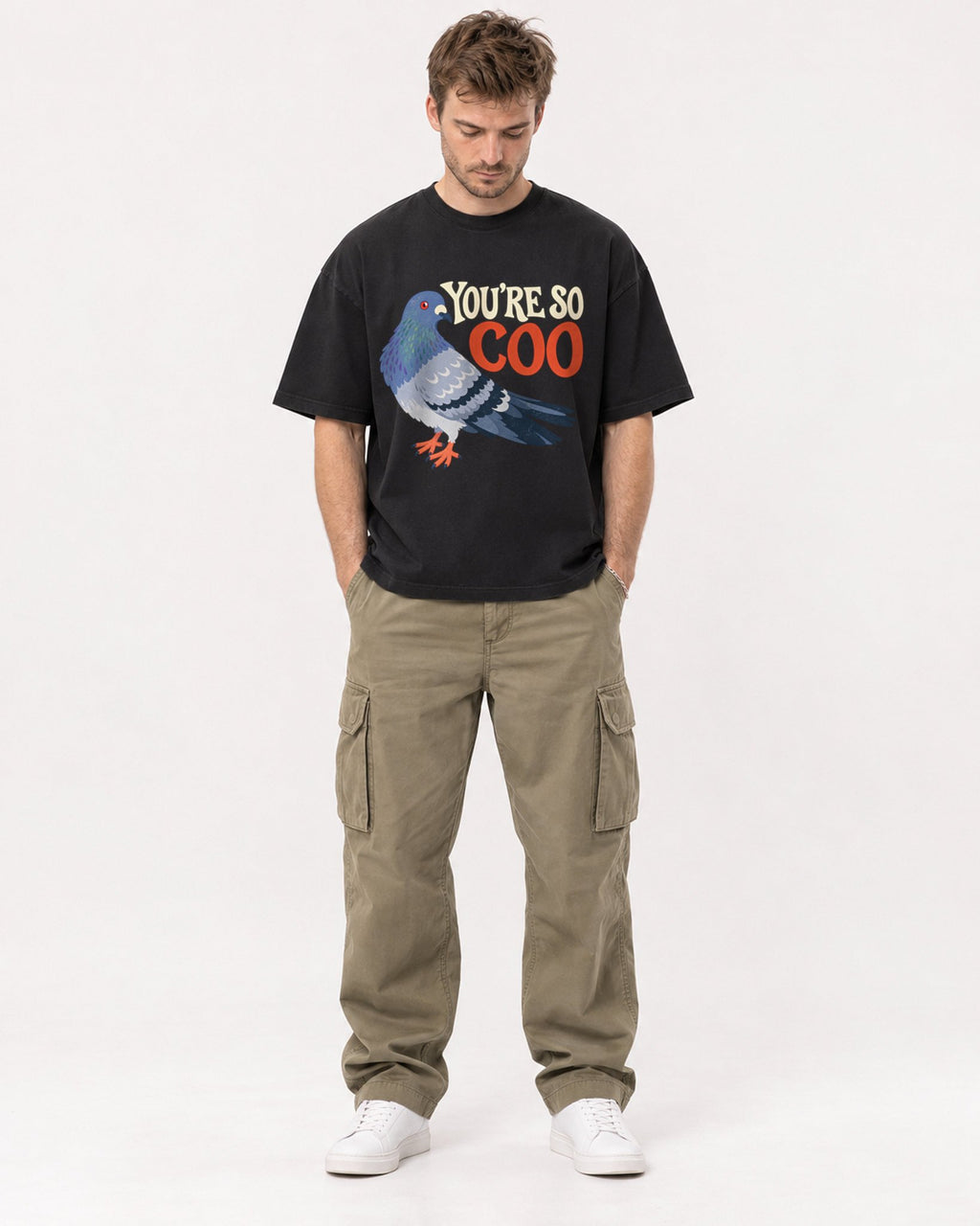 Mockup Boxy Heavyweight Tee Black male full-body 08